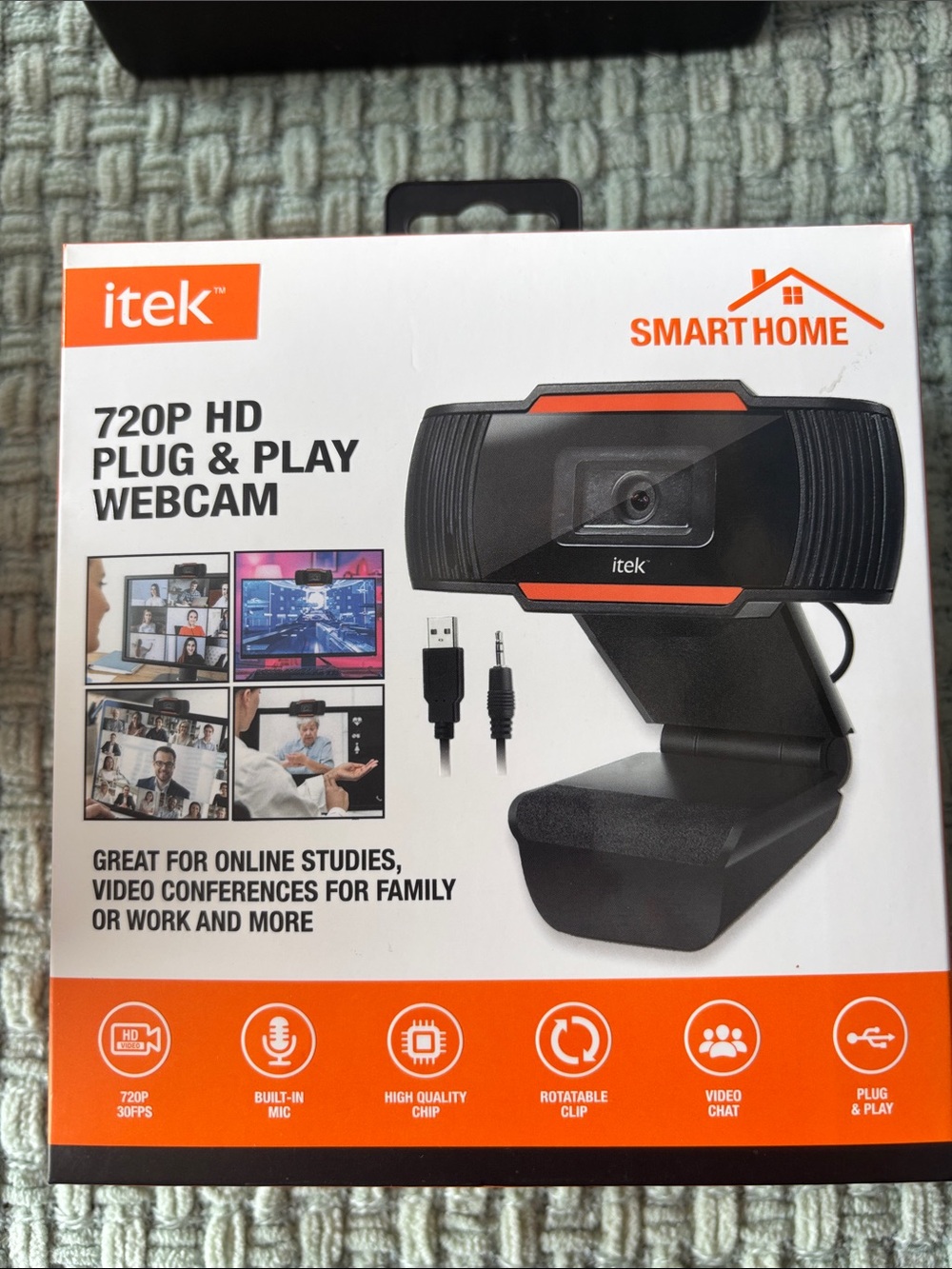 720P HD Plug & Play Webcam - Black